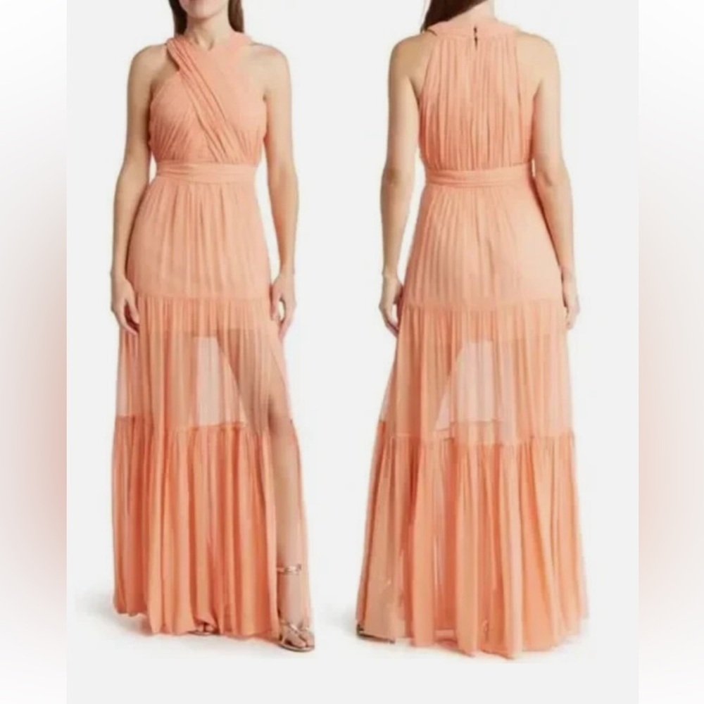 Veronica Beard Bright Coral Florencia Sleeveless Silk Maxi Dress Size 4 $698